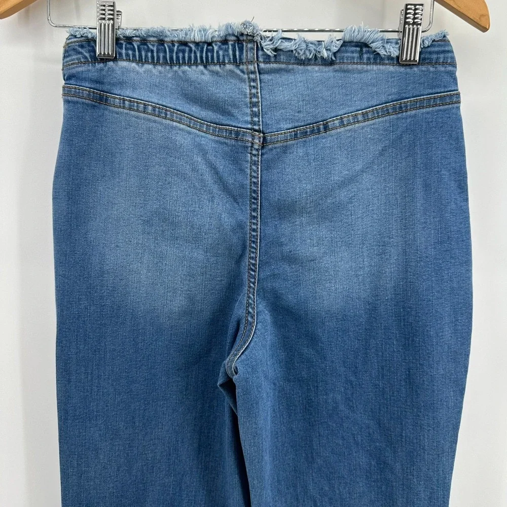 Wild Fable Jeans Womens 8 Blue Denim Low-Rise Flared Leg Front-Cinched Ruched